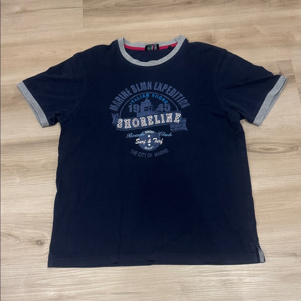 Balmain 45 Men’s Large Marine Blue Graphic print T-Shirt